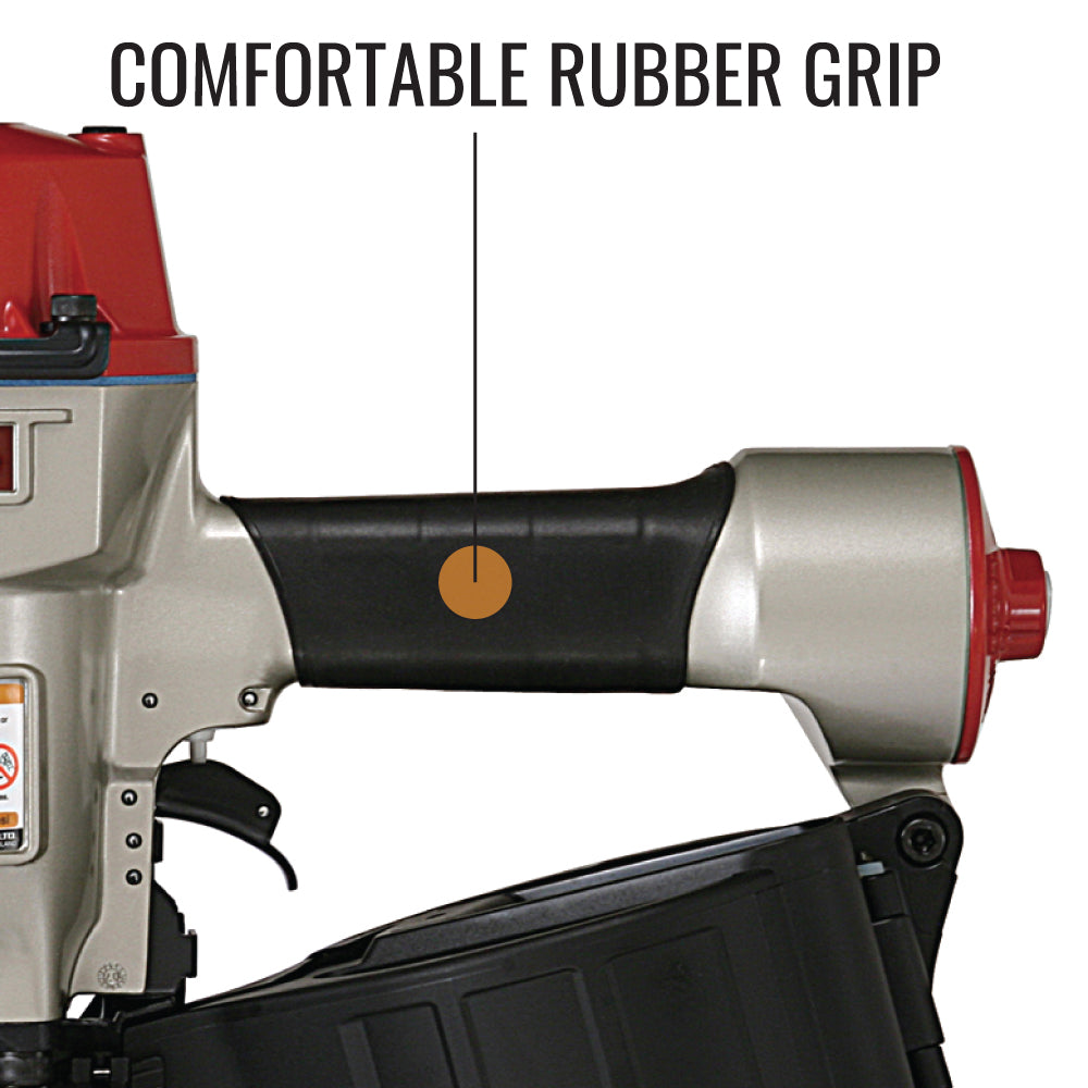 MAX CN100 Coil Nailer - Comfortable Rubber Grip for Slip-Resistant Handling | nailgun.in