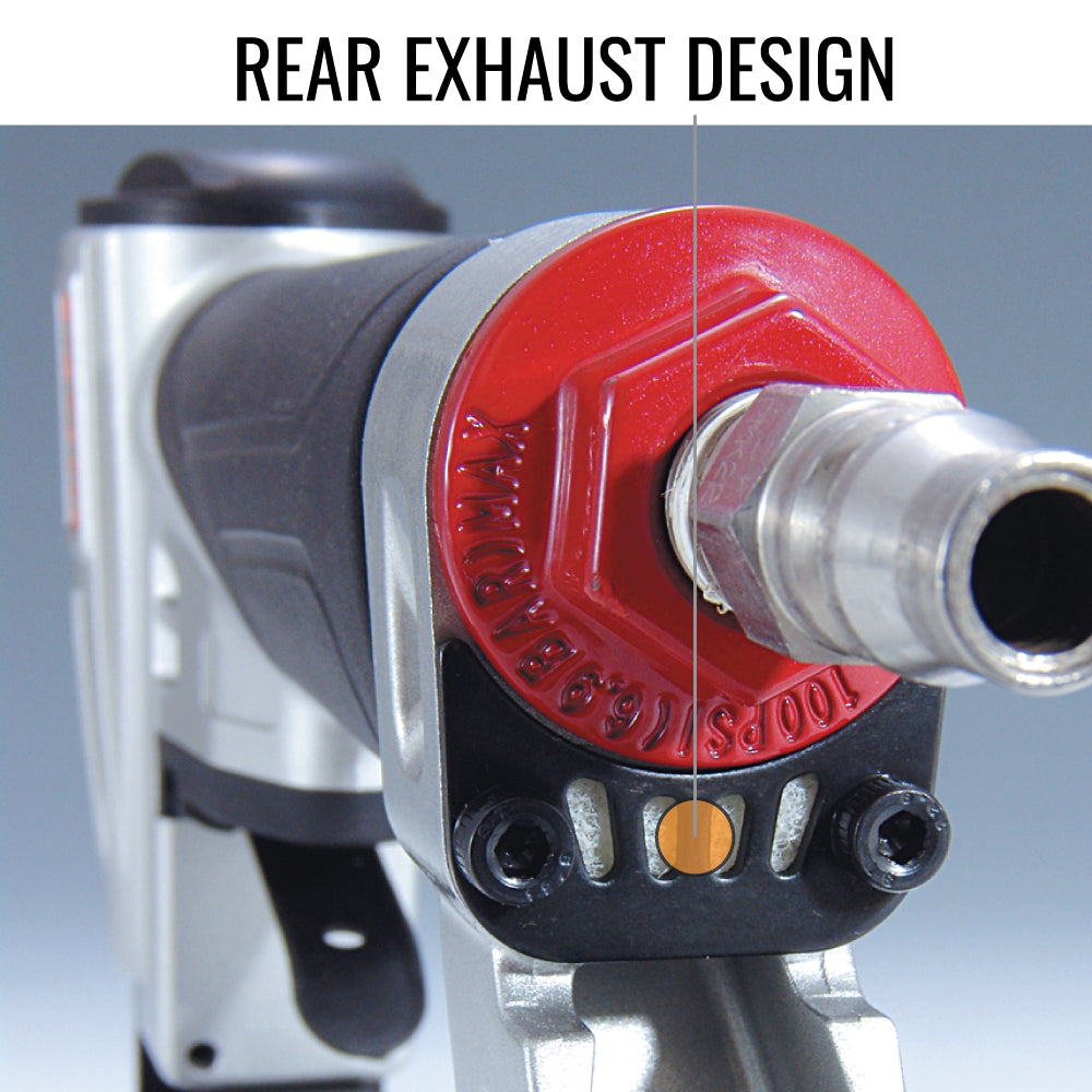 MAX TA116 Fine Wire Stapler - Rear Exhaust Design Deflects Air from Face | nailgun.in