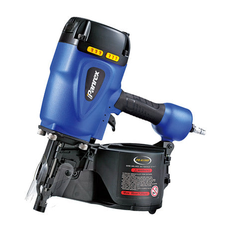 PANREX PR-8100C Industrial Pallet Coil Nailer – front view showing magazine and grip
